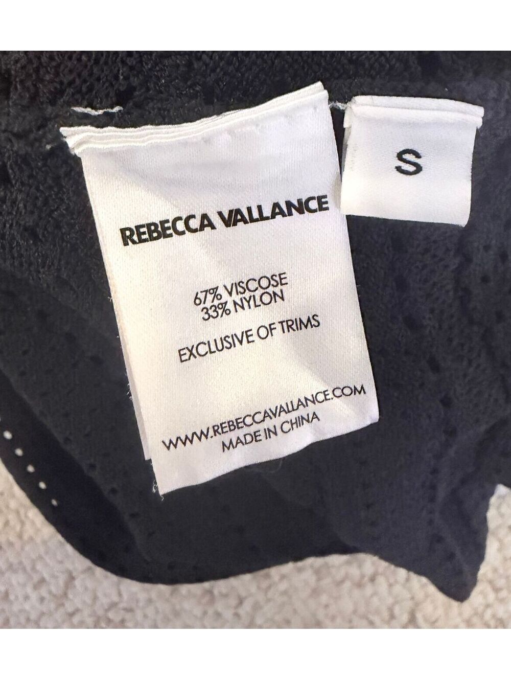 Rebecca Vallance Magnolia Knit Midi Dress Black Pointelle Polo Collar Size Small - Picture 6 of 6